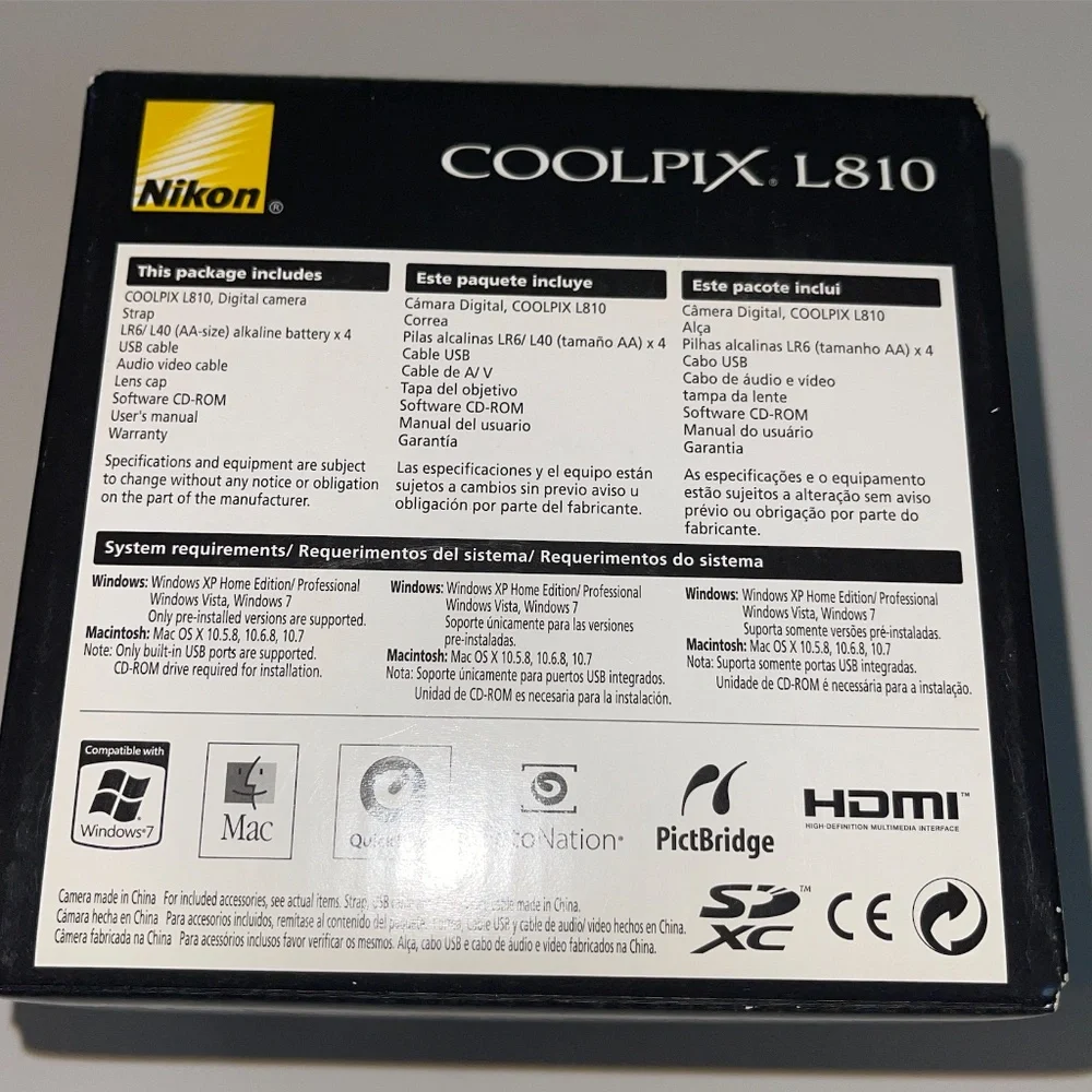 Nikon COOLPIX L810 Digital Camera Blue 16.1 MP + 16 GB SD Card Tested Box Cord
